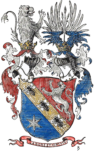 Wappen der Familie Kleemann mit Text "Labore et Virtute"